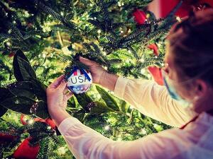 First Lady Melania Trump on Saturday thanked the volunteers who helped decorate the White House for Christmas (pictured). (Twitter)