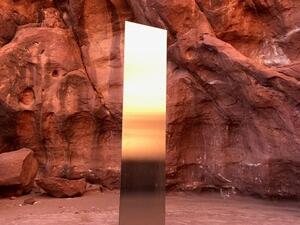 The metallic tricornered beam found protruding from the earth in southern Utah was gone. (Twitter)