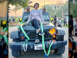 Woman Athlete Pulls 4,800-pound Jeep for Dubai Fitness Challenge. (Instagram)