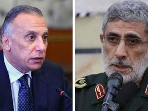 رئيس الحكومة العراقية مصطفى الكاظمي، وقائد فيلق القدس الإيراني إسماعيل قآني