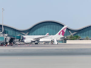 Aircraft airline Qatar at the airport. Preparing the aircraft for departure.(Shutterstock/ File Photo)