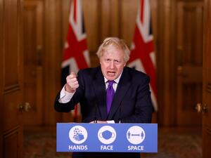 Britain's Prime Minister Boris Johnson speaks during a virtual press conference inside 10 Downing Street in central London on December 2, 2020. JOHN SIBLEY / POOL / AFP
