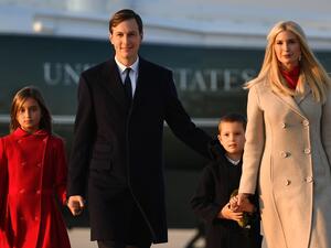 In this file photo taken on September 22, 2020 Jared Kushner, White House Senior Advisor and Ivanka Trump, White House Senior Advisor, walk with their children Arabella and Joseph, arrive at Joint Base Andrews in Maryland with US President Donald Trump. The United Arab Emirates is getting top-of-the-line fighter jets. Morocco is winning recognition for decades-old territorial claims. And Sudan is coming off the US terrorism blacklist. MANDEL NGAN / AFP