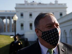 U.S. Secretary of State Mike Pompeo walks on the ground of the White House December 11, 2020 in Washington, DC. Secretary Pompeo gave a tour of the White House to his family and announced to the press that his son just got engaged. Alex Wong/Getty Images/AFP ALEX WONG / GETTY IMAGES NORTH AMERICA / Getty Images via AFP