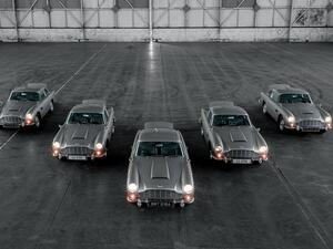 Aston Martin Db5 Goldfinger Continuation Cars Gather for Historic Photo Shoot