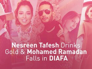 Nesreen Tafesh Drinks Gold & Mohamed Ramadan Falls in DIAFA