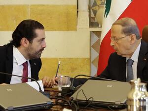 Lebanese President Michel Aoun, right, and Prime Minister-designate Saad Hariri at the presidential palace. AFP Lebanese President Michel Aoun, right, and Prime Minister-designate Saad Hariri at the presidential palace. AFP