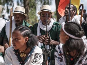 The crises have inspired some officials and ordinary Ethiopians to turn the event into a celebration of military might, using public statements and performances to project strength and issue warnings to would-be enemies. EDUARDO SOTERAS / AFP