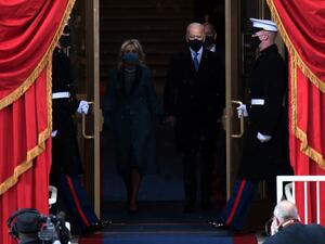 US President-elect Joe Biden and incoming US First Lady Jill Biden arrive for the inauguration of Biden as the 46th US President on January 20, 2021, at the US Capitol in Washington, DC. ANDREW CABALLERO-REYNOLDS / AFP