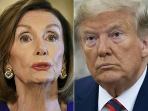 This file combination of pictures created on September 24, 2019 shows US Speaker of the House Nancy Pelosi, Democrat of California, on September 24, 2019 and former US President Donald Trump in Washington, DC, September 20, 2019. Republican lawmakers demonstrated on January 24, 2021 that Democrats will have a fight on their hands to convict Donald Trump when the Senate next month opens its first-ever impeachment trial of a former president. Speaker Nancy Pelosi is expected on Monday to send senators a single article of impeachment passed in the House of Representatives that blames Trump for inciting the chaotic Capitol invasion of January 6, which left five people dead.  SAUL LOEB, Mandel NGAN / AFP This file combination of pictures created on September 24, 2019 shows US Speaker of the House Nancy Pelosi, Democrat of California, on September 24, 2019 and former US President Donald Trump in Washington, DC, September 20, 2019. Republican lawmakers demonstrated on January 24, 2021 that Democrats will have a fight on their hands to convict Donald Trump when the Senate next month opens its first-ever impeachment trial of a former president. Speaker Nancy Pelosi is expected on Monday to send senators a singl
