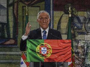 Presidential candidate Marcelo Rebelo de Sousa delivers his victory speech after been re-elected as Portugal's President during the 2021 presidential elections in Lisbon on January 24, 2021. Marcelo Rebelo de Sousa won Portugal's presidential election with a majority of the vote in the first round, according to the election commission. PATRICIA DE MELO MOREIRA / AFP