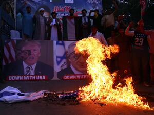 Anti-US and Anti-Israel protest in Pakistan. (Twitter)