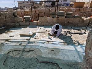 One of UNESCO workers is seen preserving mosaic floors from the Byzantine era — approximately 6th century AD in Rihab, Mafraq, in a project titled ‘Employment Opportunities for Cultural Heritage Safeguarding in Jordan’ (Photo courtesy of UNESCO)