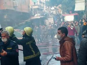 حريق كبير التهم 20 محلا تجاريا ليل الجمعة السبت، في منطقة التوفيقية