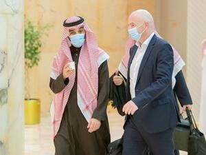 Saudi sports minister and Infantino discussed cooperation. (Photo: SPA)