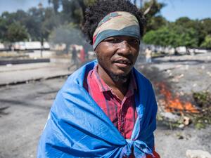 Protesters gather on February 7, 2021 in Port-au-Prince , Haiti to demand the resignation of president Jovenel Moïse, who seeks to extend his term of office until February 2022, which according to the constitution ends this February 7. Haitian authorities said Sunday they had foiled an attempt to murder President Jovenel Moise and overthrow the government, as a dispute rages over when his term ends. The plot was an "attempted coup d'etat," according to justice minister Rockefeller Vincent, with authorities 