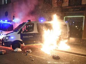 A Molotov cocktail in Barcelona riots   