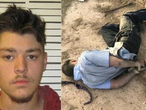 Brandon Soules, 19, with his hands tied by his own belt and a bandanna stuffed in his mouth in Coolidge. (Coolidge Police)