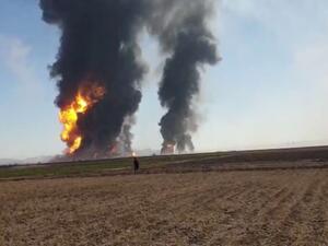 حريق هائل في المكان القريب من الحدود الإيرانية