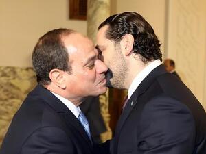 El-Sisi (L) Hariri (AFP File Photo)