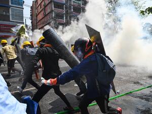 Myanmar: Tear gas and homemade shields