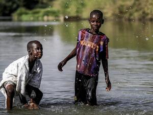 Playin in water in Sudan
