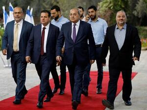 Members of the Joint List Osama Saadi, Ayman Odeh, Ahmad Tibi and Mansour Abbas, Jerusalem, 22 September, 2019. (AFP) Will Arab MPS Join the next Israeli government?