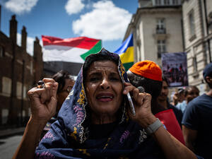 Sudanese woman protesting