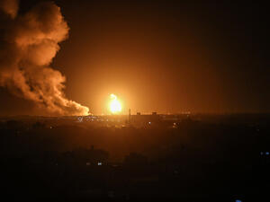 A ball of fire is seen following an Israel airstrike
