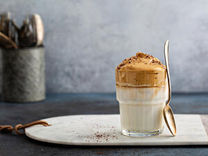 Dalgona coffee or whipped instant coffee 