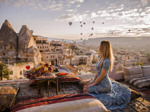 A woman on the Cappadocia roof
