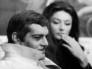 Omar Sharif and Anouk AIMEE on set of LE RENDEZ-VOUS 