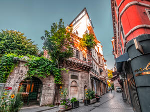 Street view from Karakoy district of Beyoglu, Istanbul