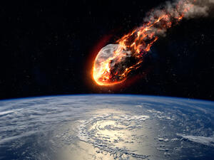 Meteor glowing as it enters the Earth's atmosphere