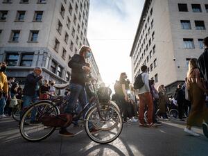People take part in an anti-government protest in Ljubljana 