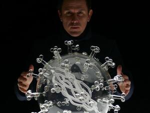 New giant glass sculpture of #sarscov2 #coronavirus #covid19 made and sold raising money 
