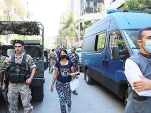 Lebanese police in downtown Beirut 