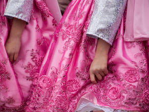 Girls dancing in traditional costumes