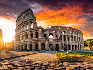 The Colosseum at sunrise.