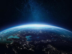 Surface of Earth planet in deep space