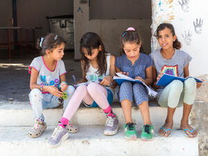 Children in a refugee camp 