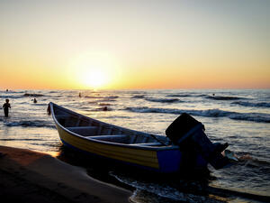 Sunset in Iran on Caspian sea