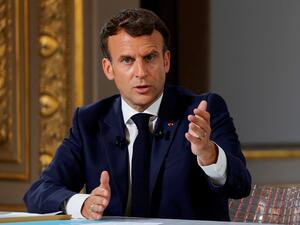 French President Emmanuel Macron gestures as he speaks during a press conference ahead of the G7 Summit, at the Elysee Presidential Palace in Paris, on June 10, 2021. PASCAL ROSSIGNOL / POOL / AFP Damien Tarel is the man who slapped Macron during an appearance in Southern France.