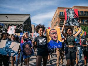 George Floyd was killed after a policeman kneeled on his nick in April. 