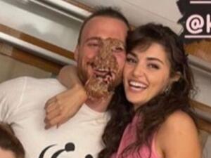 Kerem Bursin Bürsin birthday doğum günü Hande ercel Erçel cake face kek yüzü