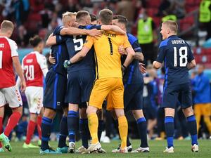The former goalkeeper says his country had little choice but to restart the game against Finland despite seeing a key player rushed to hospital (Photo: AFP)