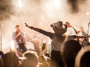 Music festival crowd excitement