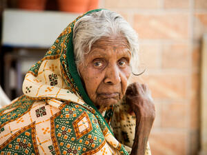 Unidentified old age traditional Indian woman 