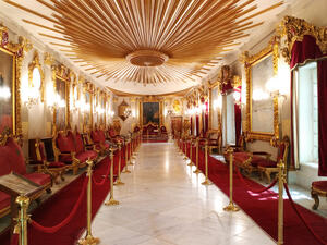 Interior shot of throne hall at prince Mohamed Ali Tawfik palace in manyl rhoda island