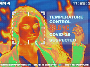 Simulation of body temperature check by thermoscan 